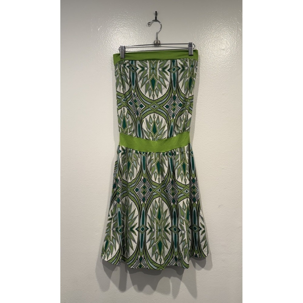 Mossimo Y2K Look Green Strapless Print Dress Size Small Indie Preppy Indie Boho